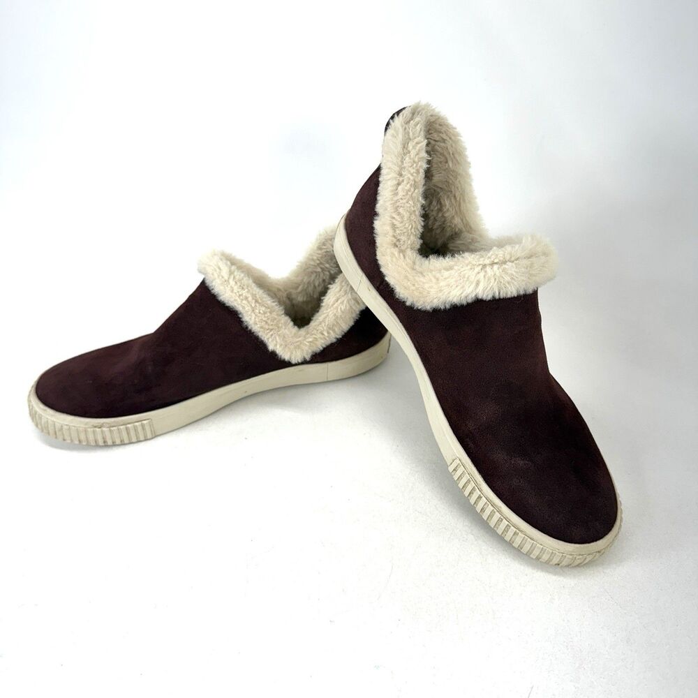 Timberland Skyla Bay Womens 10 Burgundy Suede Faux Fur Slip On Shoe TB0A5PFK C60